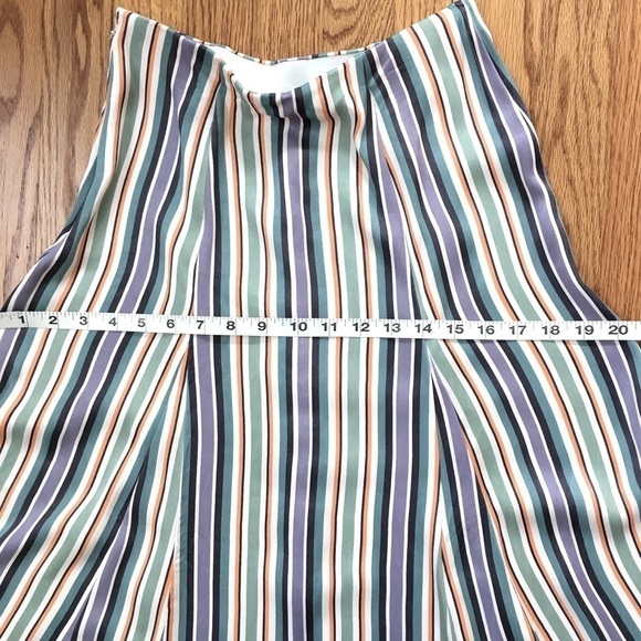 Anthropologie Maeve Satin Purple Green striped Button Front A-line Midi Skirt - Picture 9 of 16